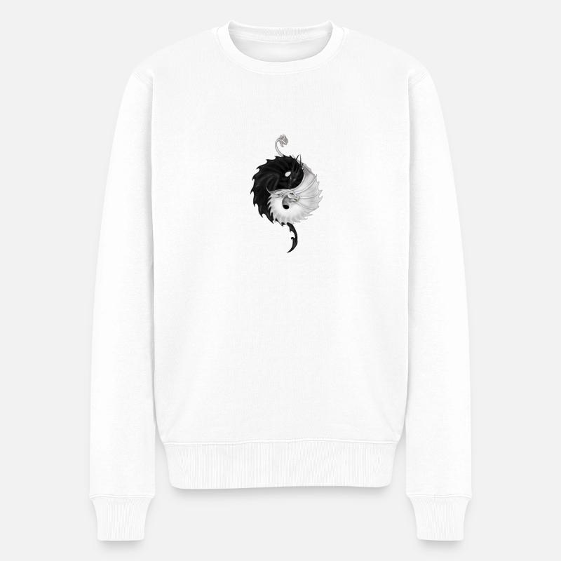 Dragons Yin Yang - Pull Premium bio Homme - blanc