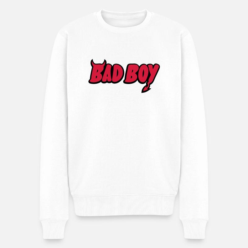 Bad Boy - Männer Premium Bio Pullover - Weiß