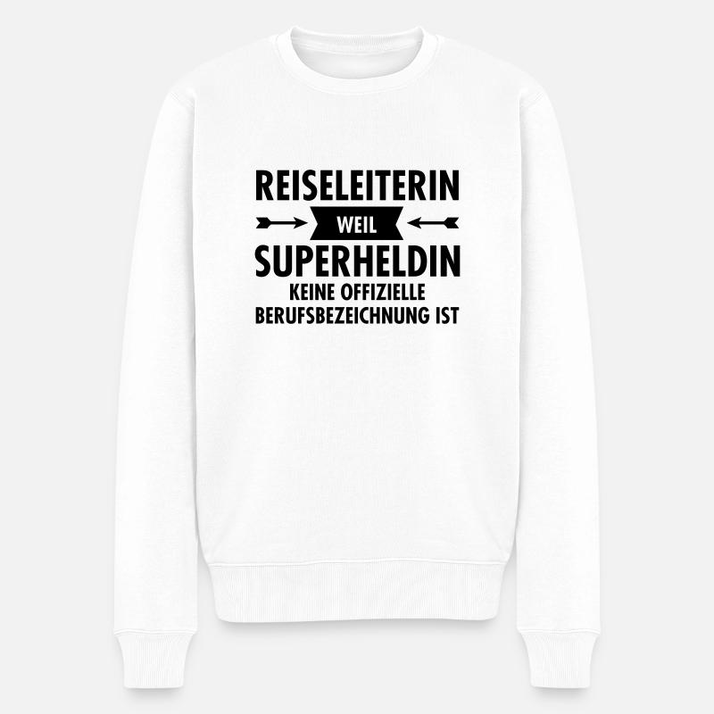 Reiseleiterin - Superheldin - Männer Premium Bio Pullover - Weiß