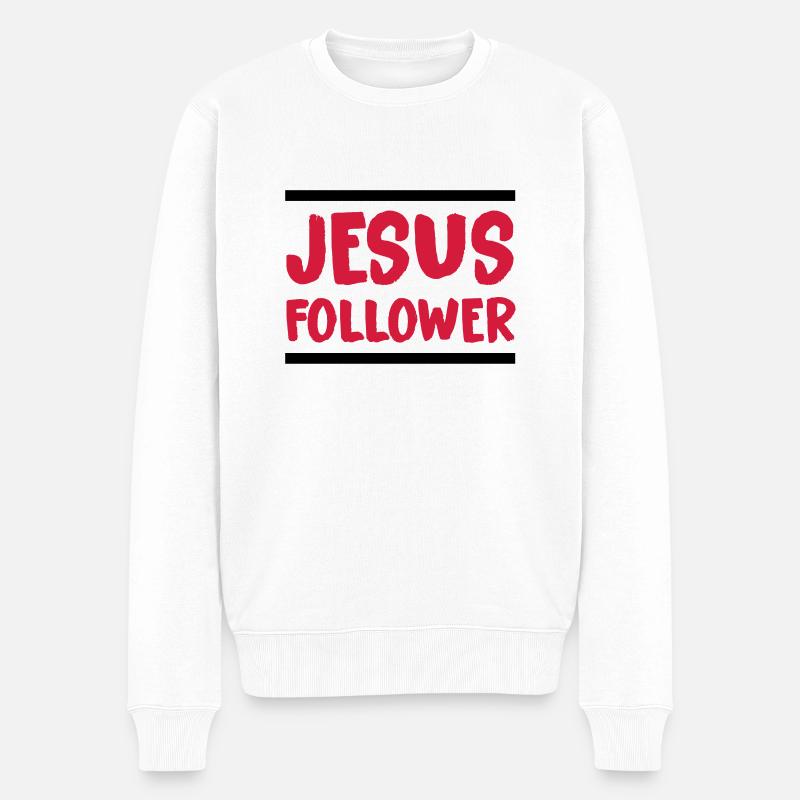 jesus_follower_002 - Männer Premium Bio Pullover - Weiß
