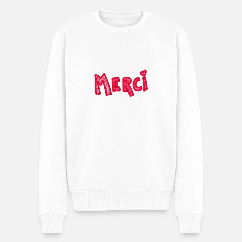 Danke Dankbarkeit rotes Herz - Männer Premium Bio Pullover - Weiß