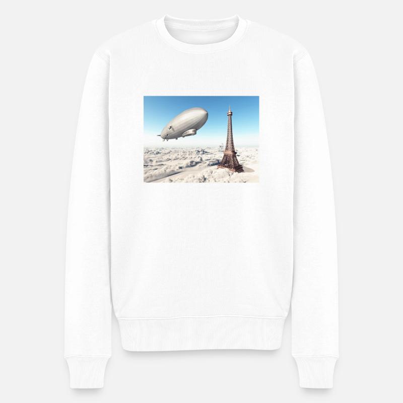 Zeppelin over the Eiffel Tower - Men's Premium Organic Jumper - white