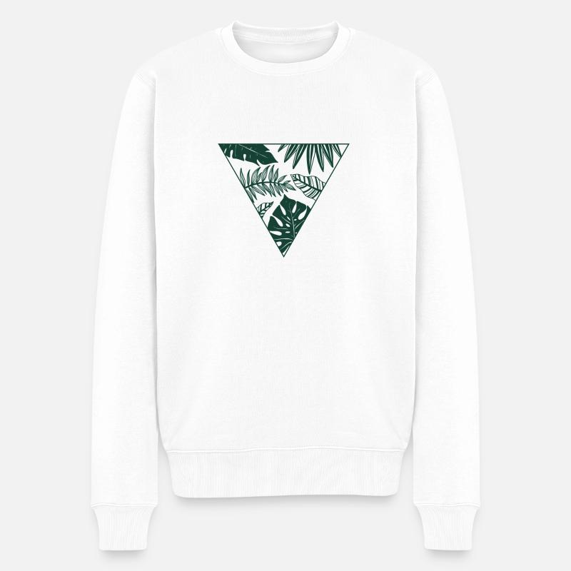 Monstera, Dreieck, Blätter, Dschungel, Sommer - Männer Premium Bio Pullover - Weiß