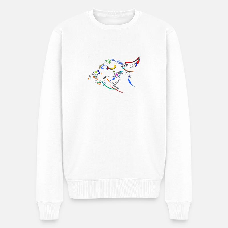 Fantasie Fisch - Männer Premium Bio Pullover - Weiß