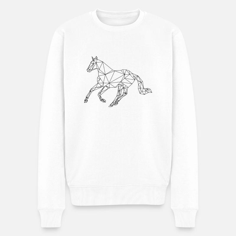 Geometrisches Pferd - Männer Premium Bio Pullover - Weiß