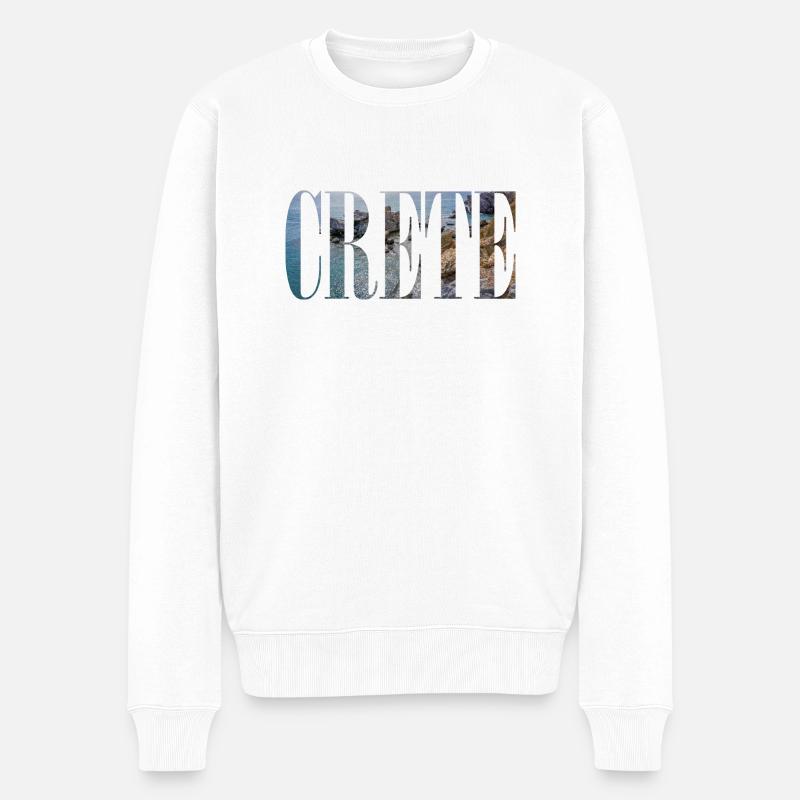 Kreta Urlaub mit Strand Griechenland - Männer Premium Bio Pullover - Weiß