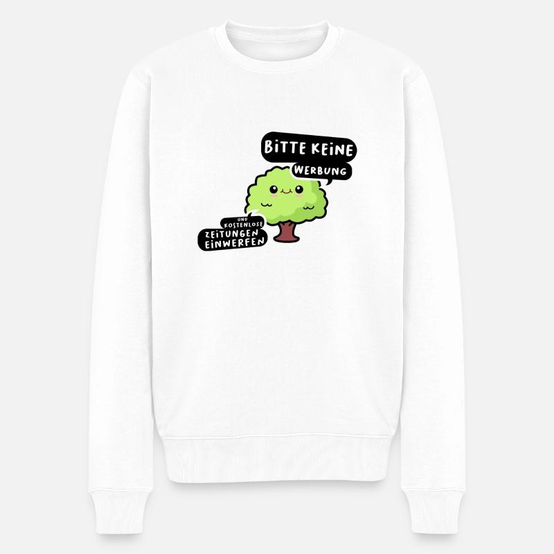 Briefkasten Aufkleber Bitte keine Werbung Zeitung - Männer Premium Bio Pullover - Weiß