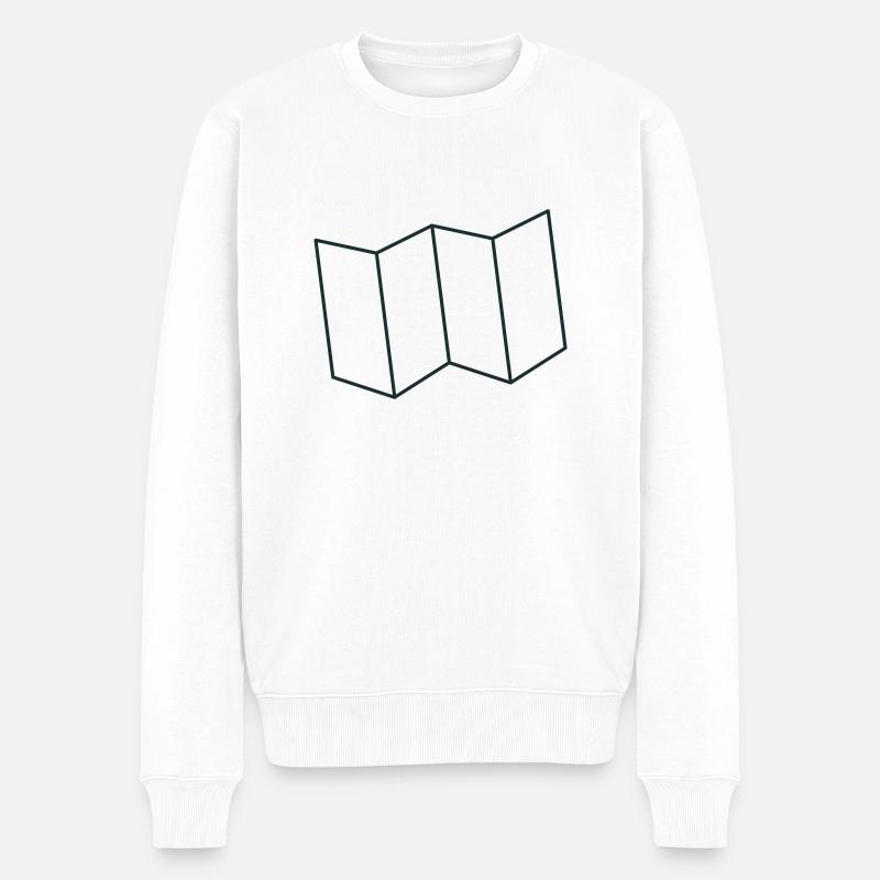 Gefaltete Kartenumrisse - Männer Premium Bio Pullover - Weiß