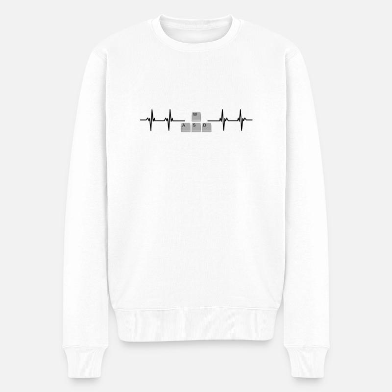 Heartbeat - WASD - Der Zocker - Männer Premium Bio Pullover - Weiß