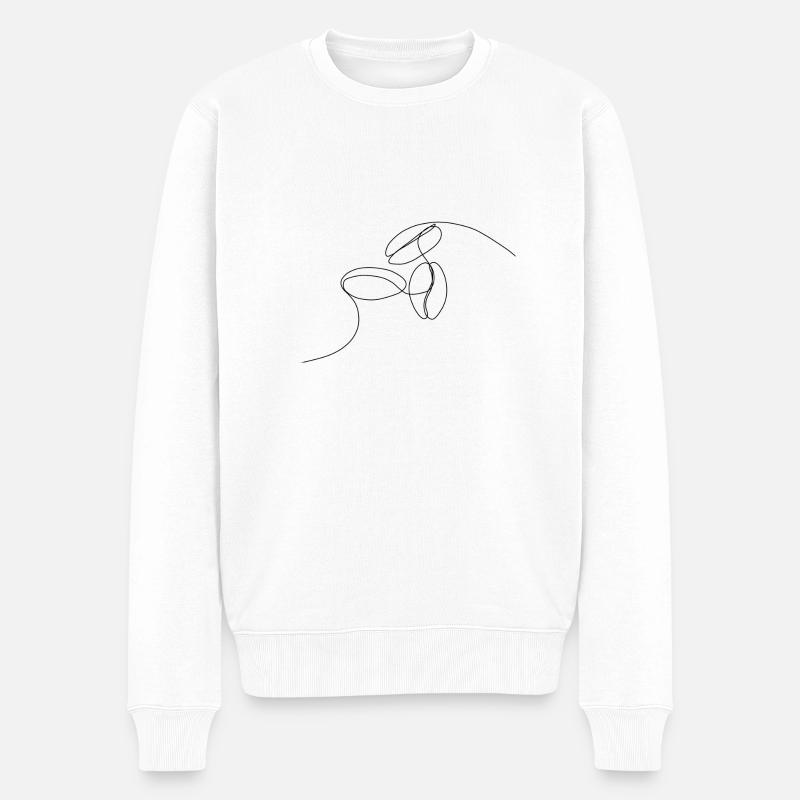 Kaffeebohnen lineart - Männer Premium Bio Pullover - Weiß