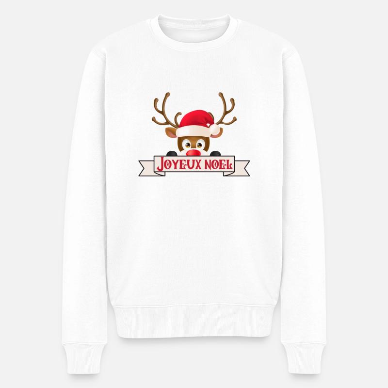 Joyeux noël Cerf comique - Pull Premium bio Homme - blanc