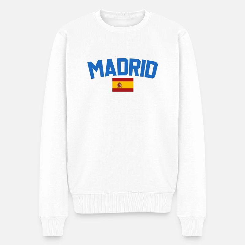 Madrid Spanien - Männer Premium Bio Pullover - Weiß
