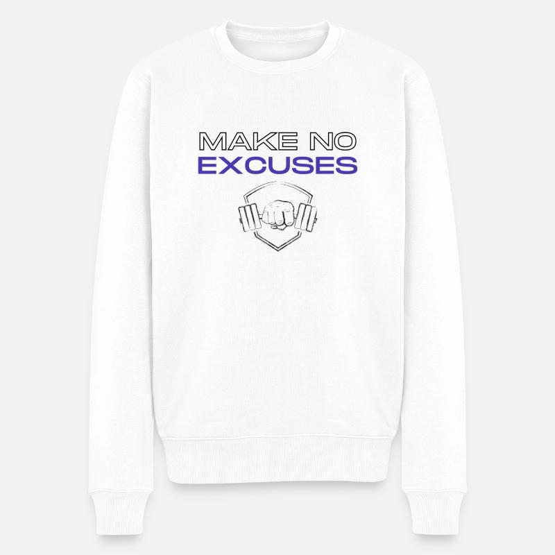 No Excuses 2 - Männer Premium Bio Pullover - Weiß