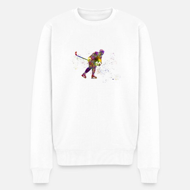 Eishockeyspieler - Männer Premium Bio Pullover - Weiß