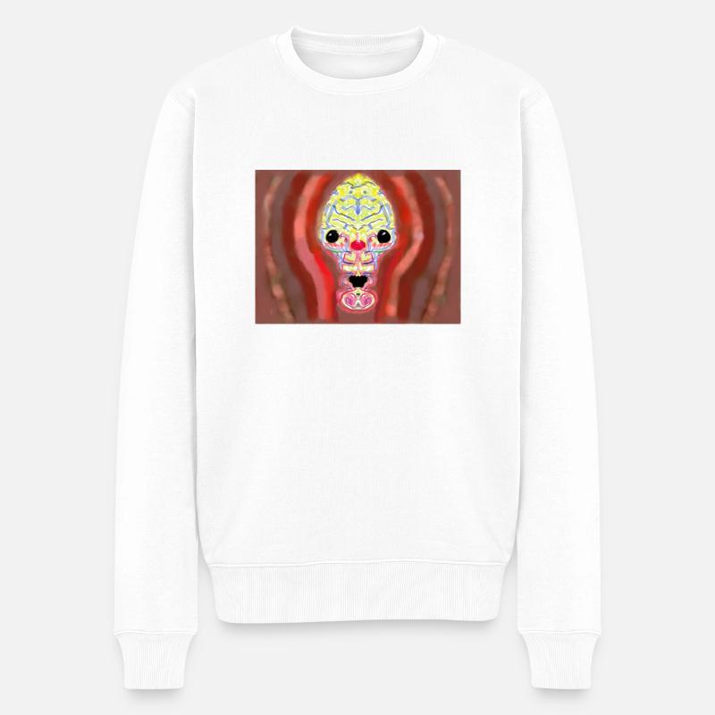 Crazy Totenkopf - Männer Premium Bio Pullover - Weiß