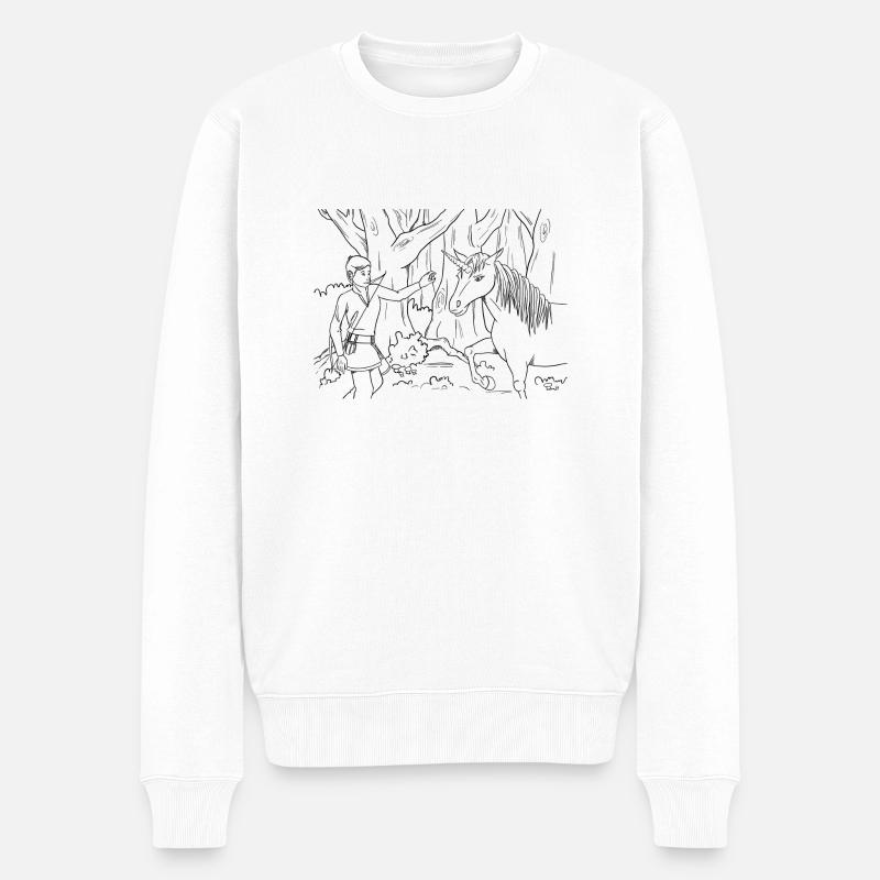 Einhorn-Jäger - Männer Premium Bio Pullover - Weiß