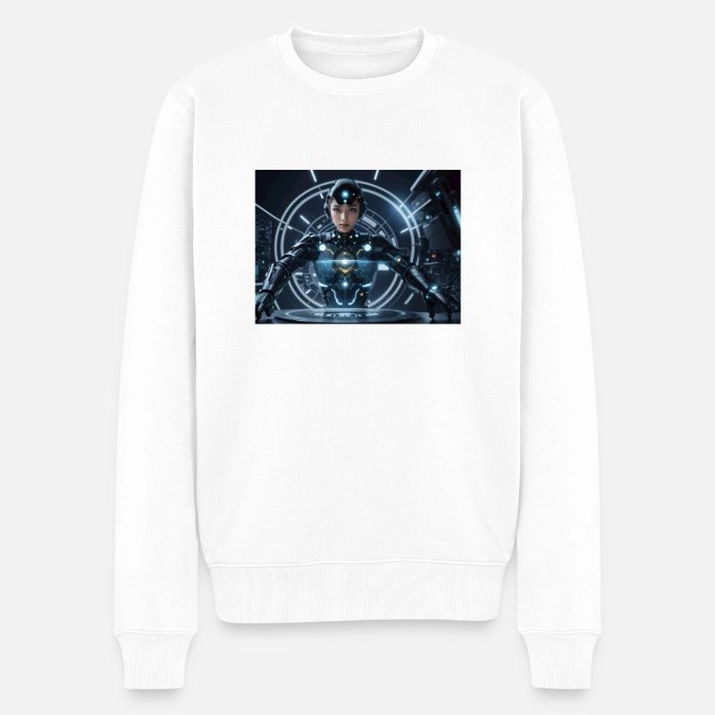 Synthese der Technologie-Zukunft - Männer Premium Bio Pullover - Weiß