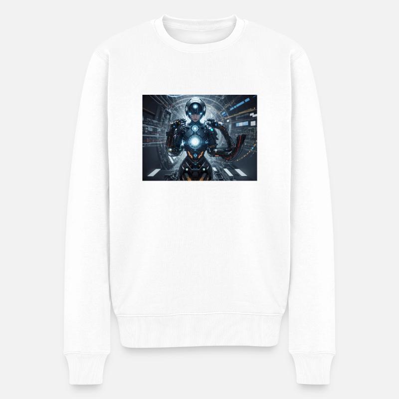 Synthese der Technologie-Zukunft - Männer Premium Bio Pullover - Weiß