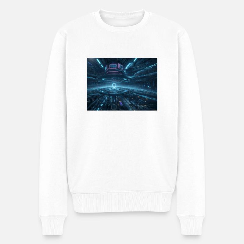 Synthese der Technologie-Zukunft - Männer Premium Bio Pullover - Weiß
