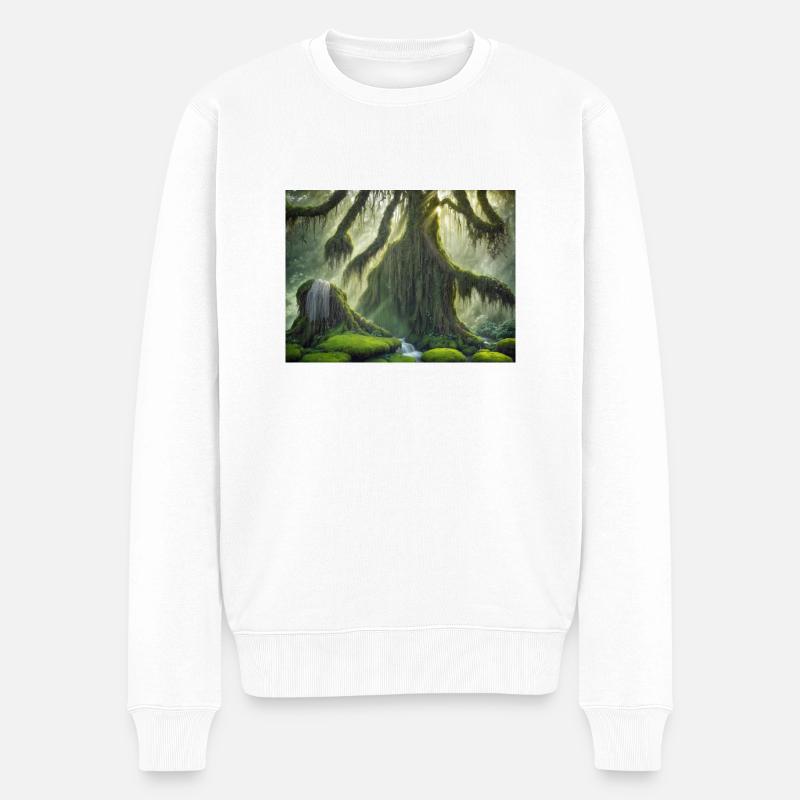 Flüsternde Bäume - Männer Premium Bio Pullover - Weiß