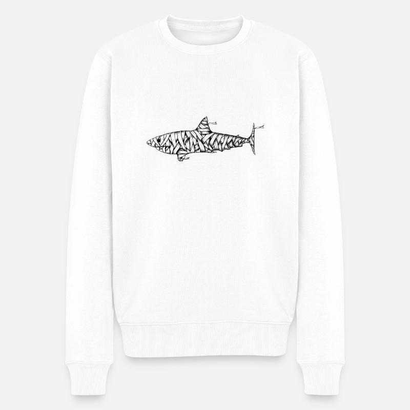 Hai Mumie - Männer Premium Bio Pullover - Weiß