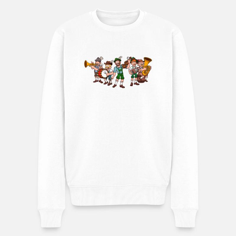 Bayerische Musikanten - Männer Premium Bio Pullover - Weiß