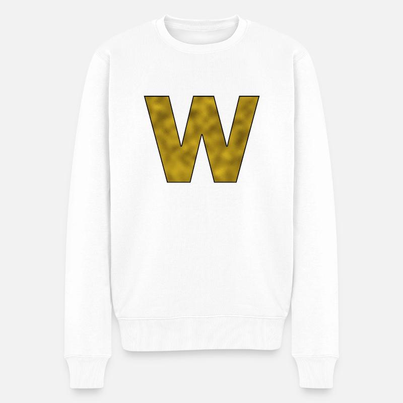 Buchstabe W Gold - Männer Premium Bio Pullover - Weiß