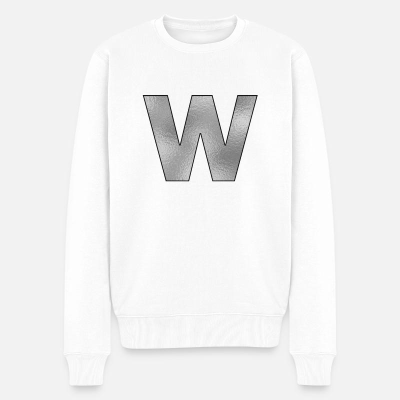 Buchstabe W Silber - Männer Premium Bio Pullover - Weiß