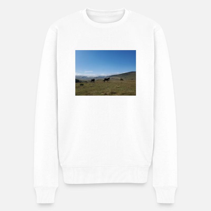 Esel, Berge, Wiesen - Männer Premium Bio Pullover - Weiß