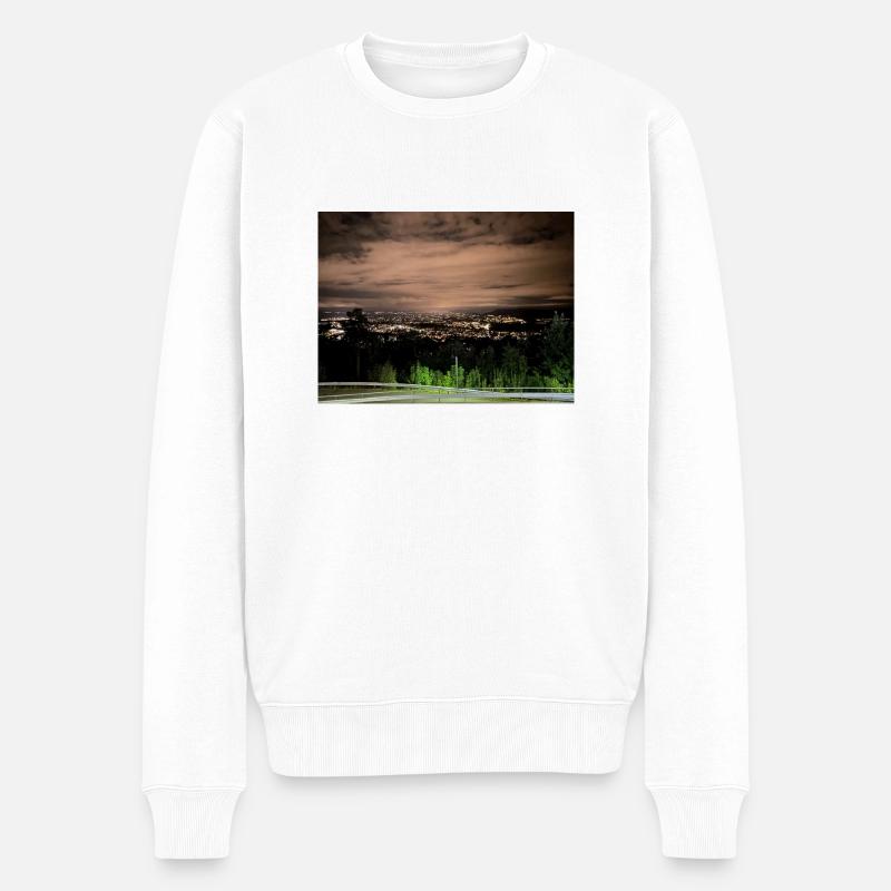 Oslo bei Nacht - Männer Premium Bio Pullover - Weiß