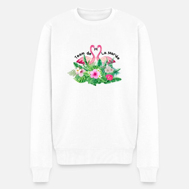 Tropisches Flamingo-Brautteam - Männer Premium Bio Pullover - Weiß