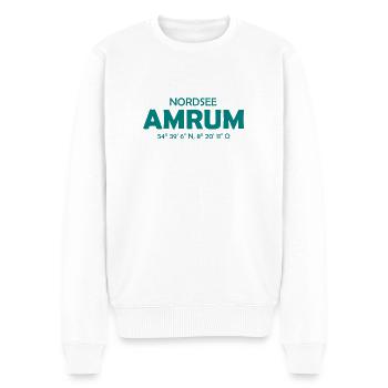 Amrum Koordinaten Ebbe Flut Nordsee - Männer Premium Bio Pullover - Weiß - Vorne - Thijin (182cm)