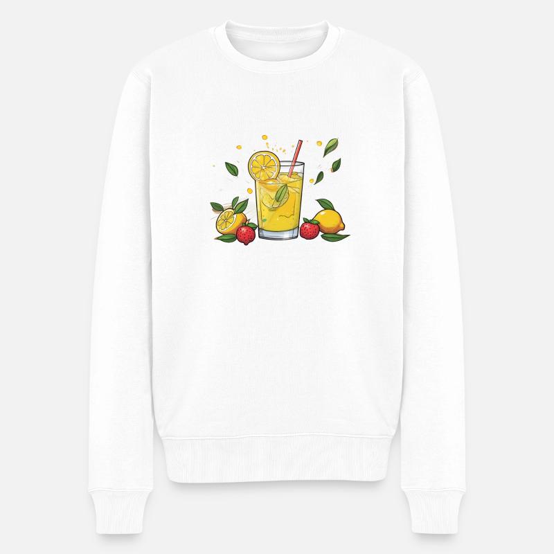 Glas Limonade mit Minze - Männer Premium Bio Pullover - Weiß