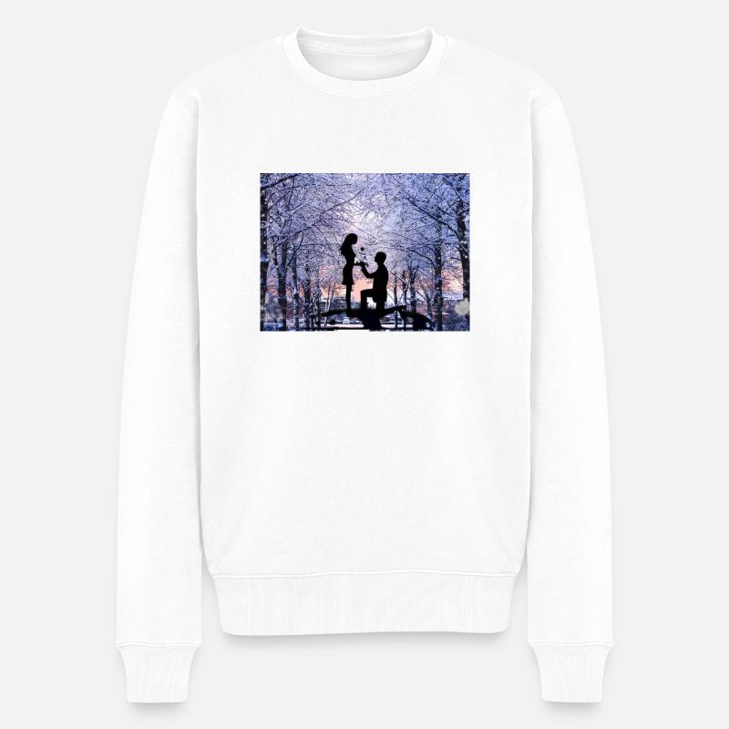 Love - Männer Premium Bio Pullover - Weiß