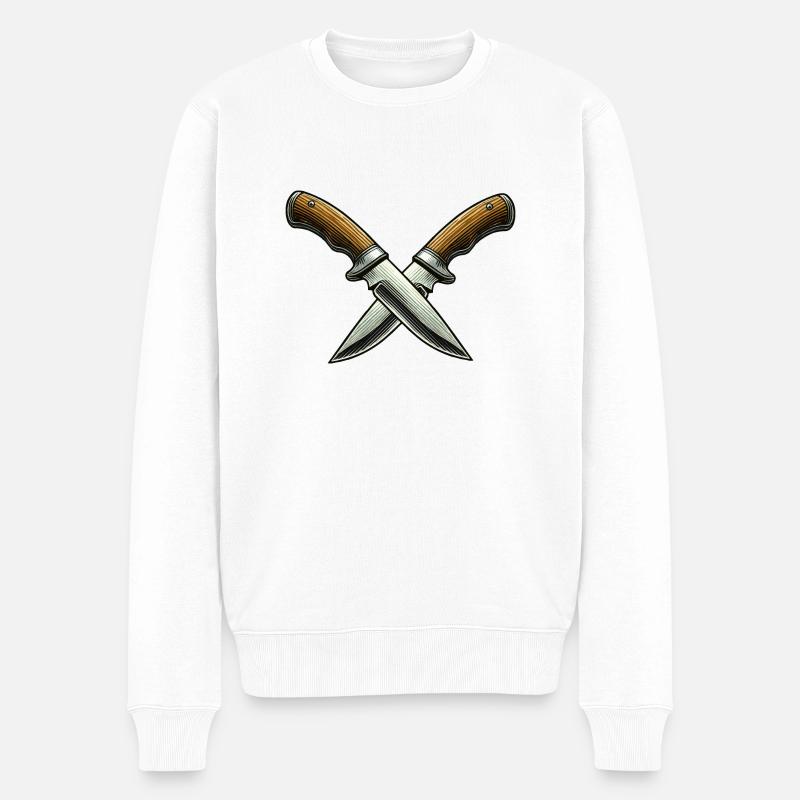 messer 2 - Männer Premium Bio Pullover - Weiß