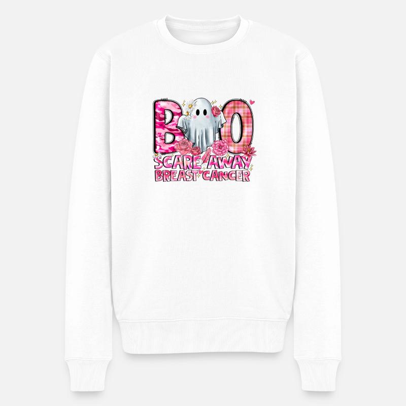 Boo verscheucht Brustkrebs - Männer Premium Bio Pullover - Weiß