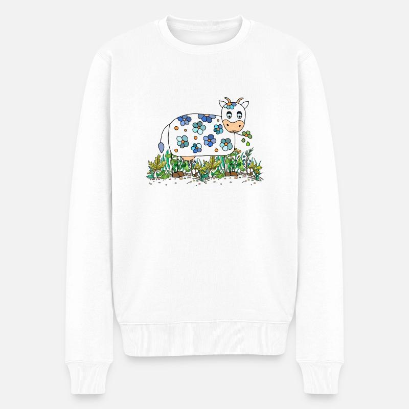 Kuh - Männer Premium Bio Pullover - Weiß