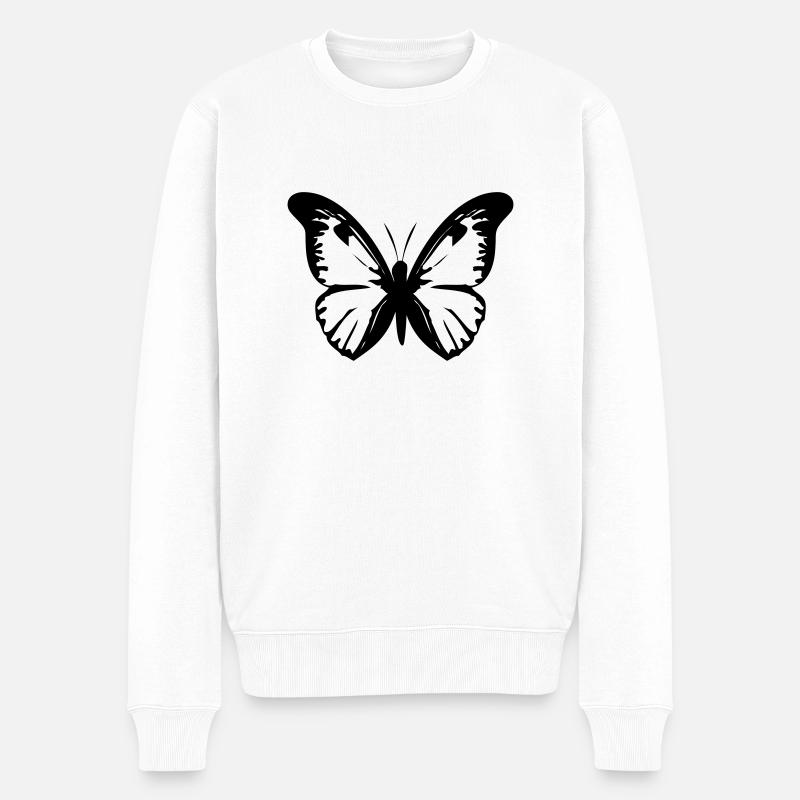Schmetterling - Männer Premium Bio Pullover - Weiß