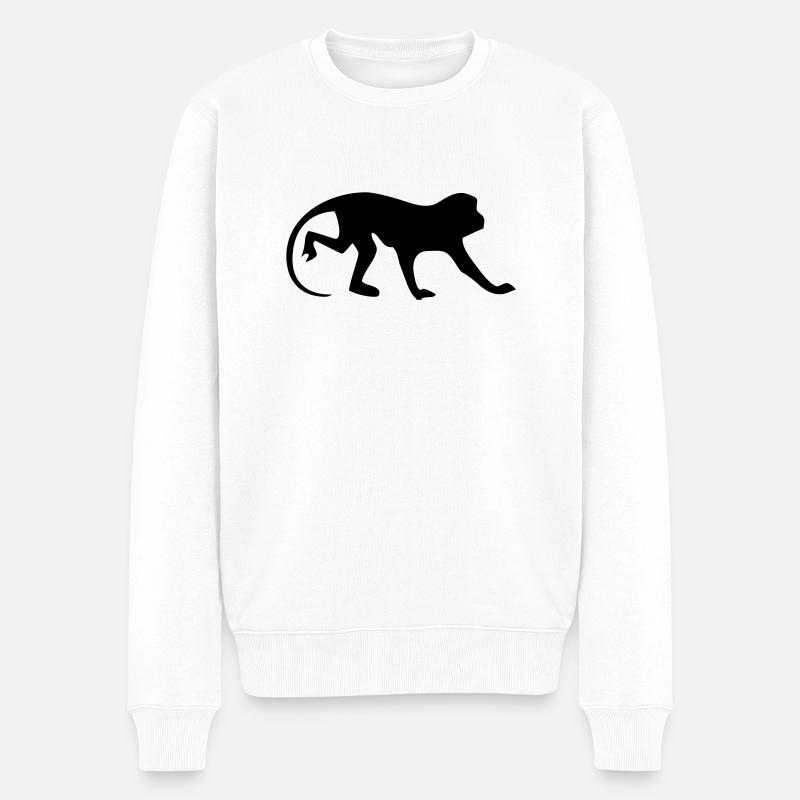 affe_90 - Männer Premium Bio Pullover - Weiß