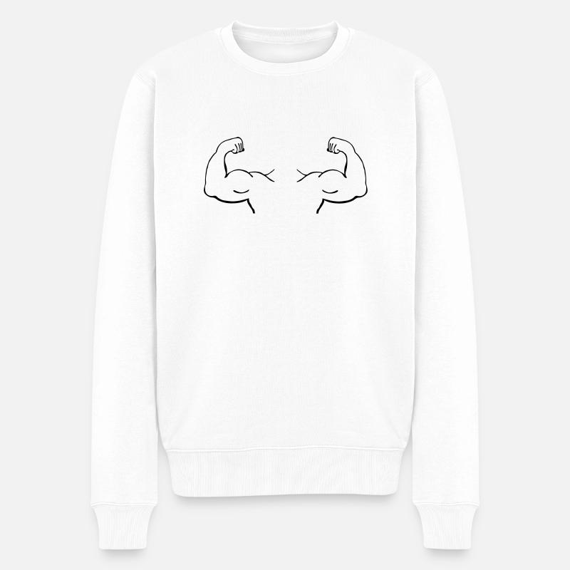 Muskeln_3_m1 - Männer Premium Bio Pullover - Weiß