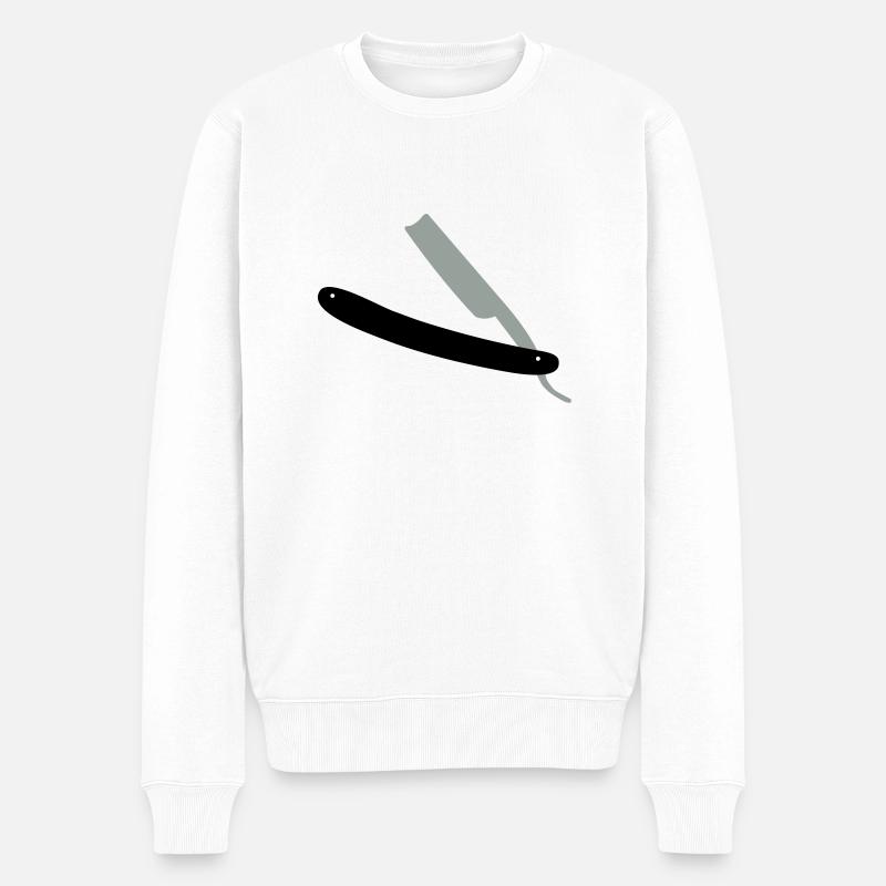 Rasiermesser - Männer Premium Bio Pullover - Weiß
