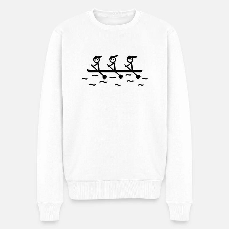 3 personnes en bateau d'aviron - Pull Premium bio Homme - blanc