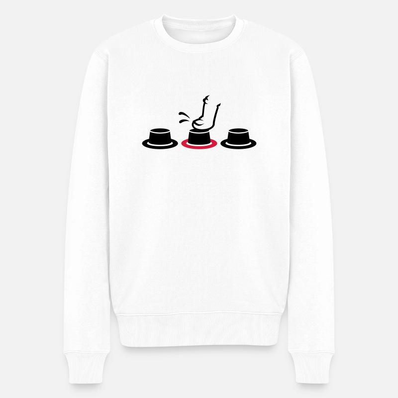 button pusher/ Knopfdrücker (2c) - Männer Premium Bio Pullover - Weiß