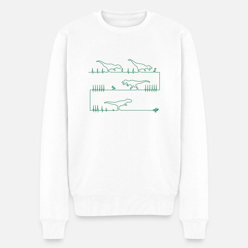Dinosaur Attack - Männer Premium Bio Pullover - Weiß