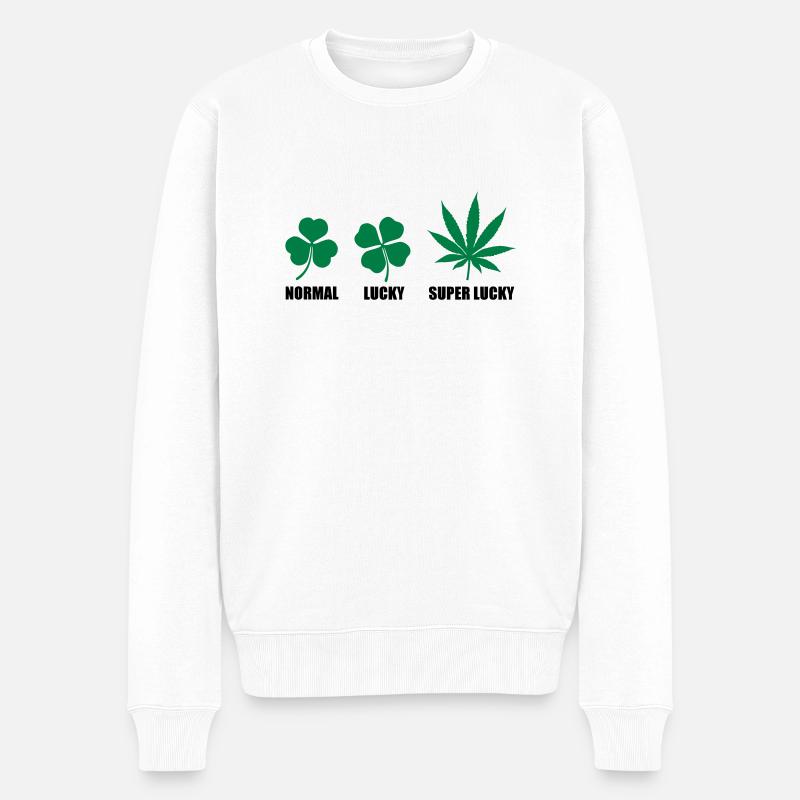 Super Lucky - Männer Premium Bio Pullover - Weiß