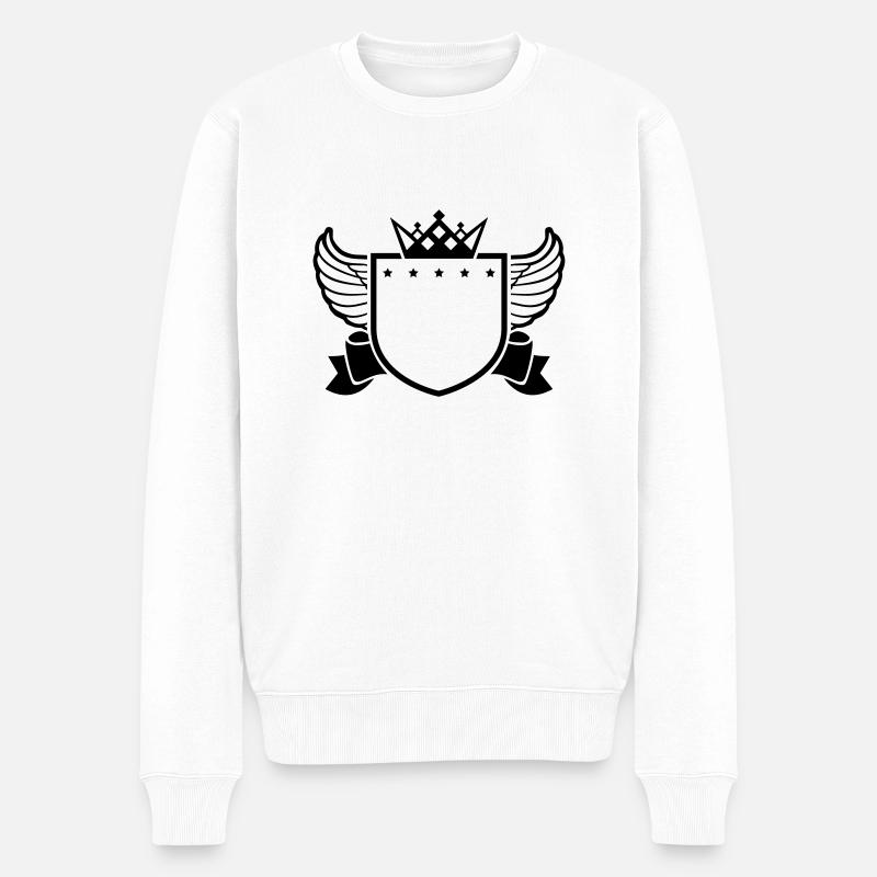 shield_empty_di1 - Männer Premium Bio Pullover - Weiß