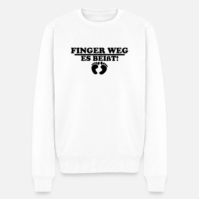 finger weg, es beißt - Männer Premium Bio Pullover - Weiß