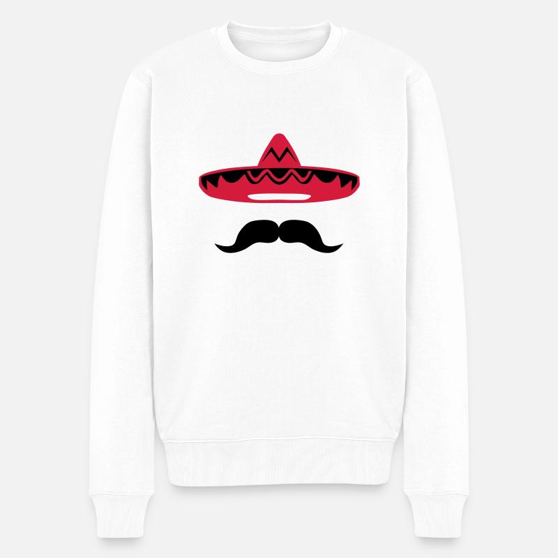 Mexikanischer Hut Schnurrbart 200 - Männer Premium Bio Pullover - Weiß