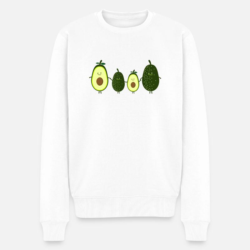 Avocado Familie - Männer Premium Bio Pullover - Weiß