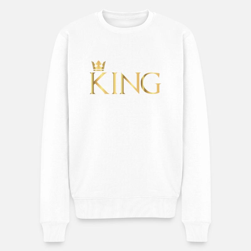 King - Männer Premium Bio Pullover - Weiß